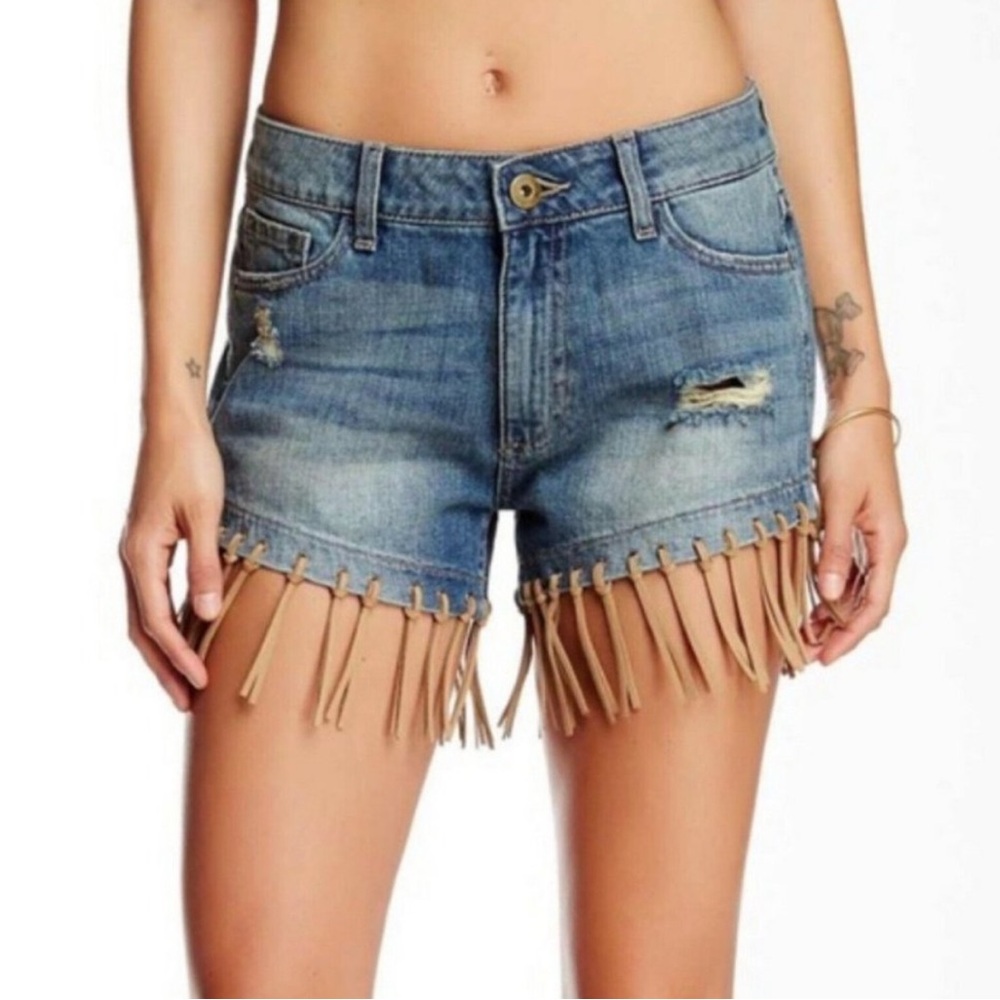 DL1961 Ivy Denim Fringe High Rise Shorts
